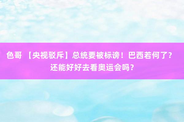 色哥 【央视驳斥】总统要被标谤！巴西若何了？ 还能好好去看奥运会吗？